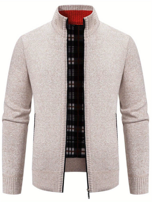 Men's Loose Fit Knitted Cardigan Jacket, Casual Youth Sweater with Relaxed Style