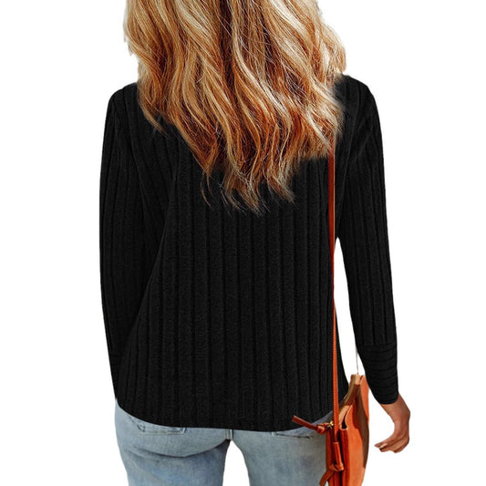 Pullover Round Neck Fashion Long Sleeve Button Top