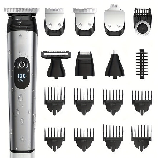 Precision 10-in-1 Grooming Kit - Cordless Electric Hair Clipper Set With Self-Sharpening Blades And Multifunctional Attachments