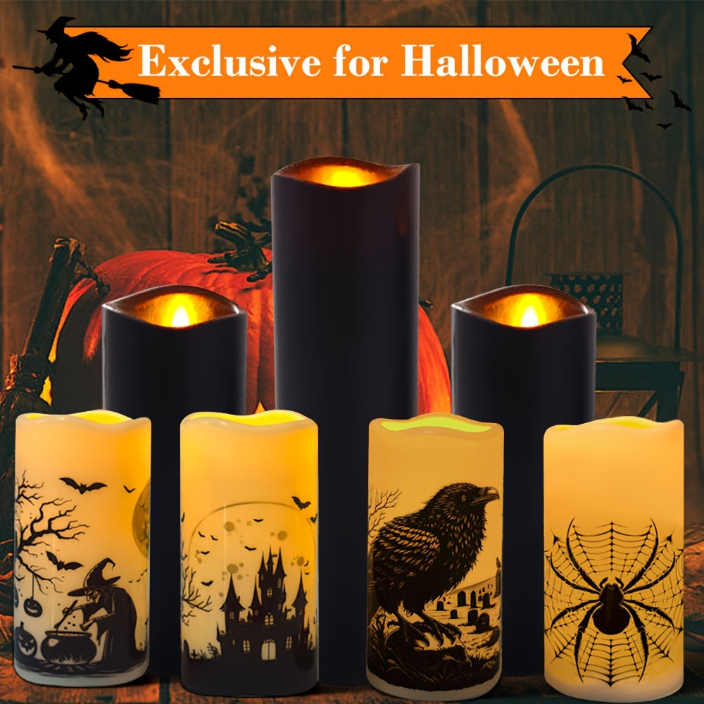 9PCS Halloween Gifts Flameless Candle Battery Powered 4.0inch 5.0inch 6.0inch 7.0inch 8.0inch 9-piece Ivory White Real Wax Column LED Candle With Remote Control, Cycle 24 Hour Timer, , Christmas Decorations