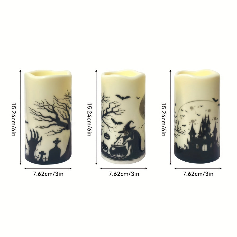 9PCS Halloween Gifts Flameless Candle Battery Powered 4.0inch 5.0inch 6.0inch 7.0inch 8.0inch 9-piece Ivory White Real Wax Column LED Candle With Remote Control, Cycle 24 Hour Timer, , Christmas Decorations