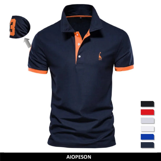 AIOPESON Embroidery 35% Cotton Polo Shirts for Men Casual Solid Color Slim Fit Mens Polos New Summer Fashion Brand Men Clothing