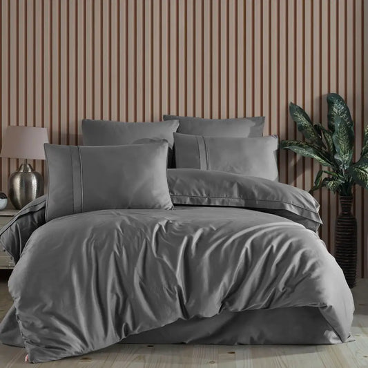 Hobby Plain - Gray Double 300TC Satin Duvet Cover Set