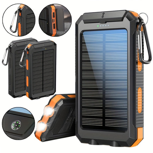 Portable Solar Power Bank, 1 Piece Dual USB Output Port Power Bank With LED Light